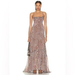 STAUD Brown and White Maxi Dress